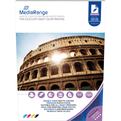 MEDIARANGE MR INK112 - DIN a4, Inkjet, papel fotográfico mate, 250 g/m², 50 hoja MEDIARANGE MR INK112 - DIN a4, Inkjet, papel fotográfico mate, 250 g/m², 50 hoja