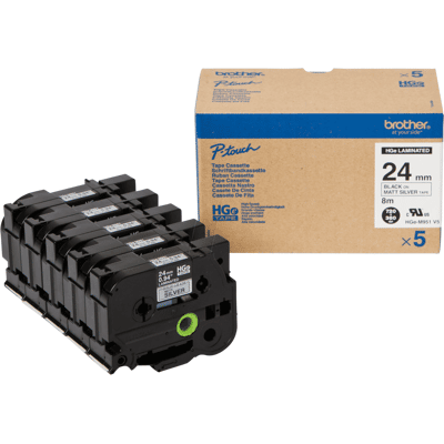 BROTHER P-TOUCH HGE-M951 - Cinta de alta calidad, negro sobre plata mate, 24 mm BROTHER P-TOUCH HGE-M951 - Cinta de alta calidad, negro sobre plata mate, 24 mm