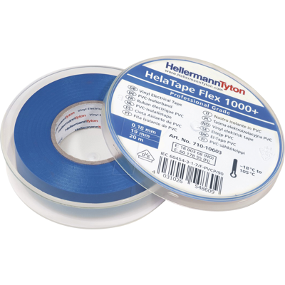 HELLERMANNTYTON HT 710-10603 - Cinta aislante Premium 19mm x 20m azul Box HELLERMANNTYTON HT 710-10603 - Cinta aislante Premium 19mm x 20m azul Box