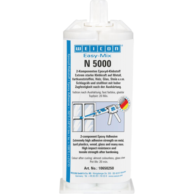WEICON KLEBER MIX N50 - Adhesivo epoxi, Easy-Mix N, amarillo / opaco, 50 ml WEICON KLEBER MIX N50 - Adhesivo epoxi, Easy-Mix N, amarillo / opaco, 50 ml