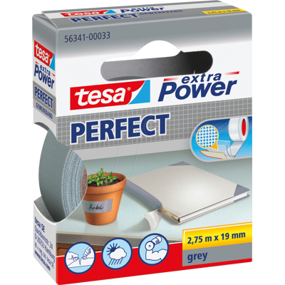 TESA 56341 GR - Cinta de tela TESA EXTRA POWER® PERFECT, 2,75 m x 19 mm, gris TESA 56341 GR - Cinta de tela TESA EXTRA POWER® PERFECT, 2,75 m x 19 mm, gris