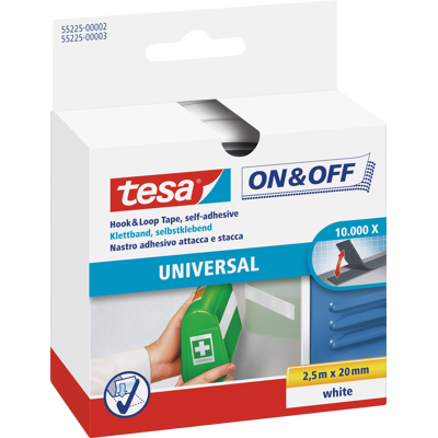 TESA 55225 - Cinta de velcro TESA On & Off, blanca, 2 cm x 250 cm TESA 55225 - Cinta de velcro TESA On & Off, blanca, 2 cm x 250 cm