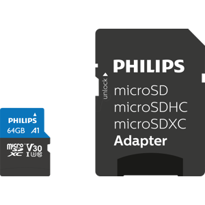 PHILIPS MEDIA PHI FM64MP65B - Tarjeta microSDXC, 64GB Clase 10 UHS-I U3 incl. Adaptador PHILIPS MEDIA PHI FM64MP65B - Tarjeta microSDXC, 64GB Clase 10 UHS-I U3 incl. Adaptador