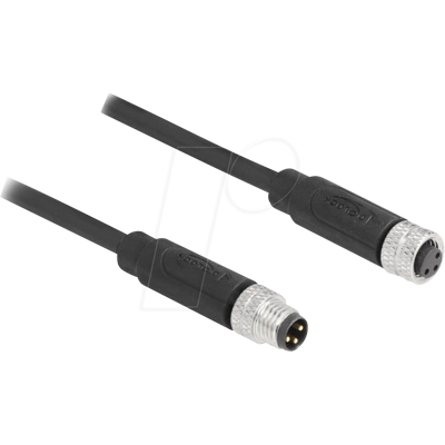 DELOCK 80140 - M8 Cable de 3 clavijas con codificación A macho / hembra, 3 m DELOCK 80140 - M8 Cable de 3 clavijas con codificación A macho / hembra, 3 m