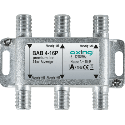 AXING BAB 4-16P - Bifurcación 5-1218 MHz, cuádruple, 16 dB AXING BAB 4-16P - Bifurcación 5-1218 MHz, cuádruple, 16 dB