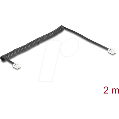 DELOCK 90202 - Cable telefónico / espiral, clavija / clavija RJ11, 2 m DELOCK 90202 - Cable telefónico / espiral, clavija / clavija RJ11, 2 m