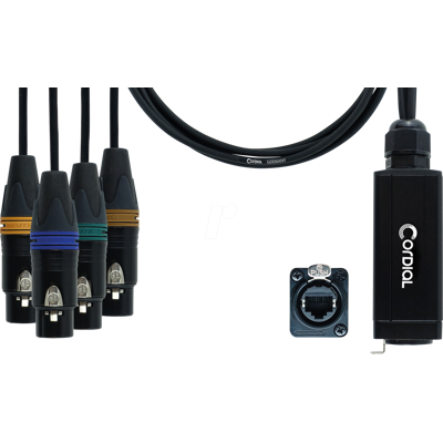 CDX 07 FN 3 QUAD - Adaptador CORDIAL ethercon QUAD DMX-AES/EBU, 0,70m CDX 07 FN 3 QUAD - Adaptador CORDIAL ethercon QUAD DMX-AES/EBU, 0,70m