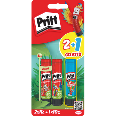 PRITT 9HPBS3B - Barrita de pegamento, Original, 2x 11 g, 1x 10 g azul - Barrita de pegamento PRITT 9HPBS3B - Barrita de pegamento, Original, 2x 11 g, 1x 10 g azul - Barrita de pegamento