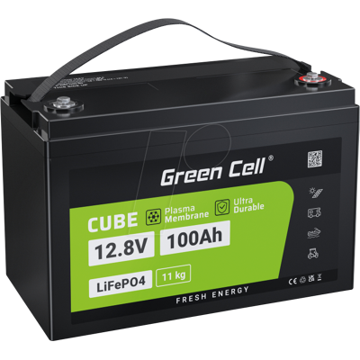 Batería de litio Green Cell LFPGC12V100AH - 1280Wh, 12,8V, 100A Batería de litio Green Cell LFPGC12V100AH - 1280Wh, 12,8V, 100A