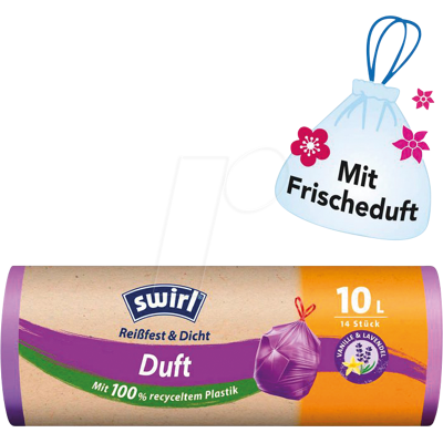 Bolsas de basura Swirl con Trekband - 10L, 14 uds Bolsas de basura Swirl con Trekband - 10L, 14 uds