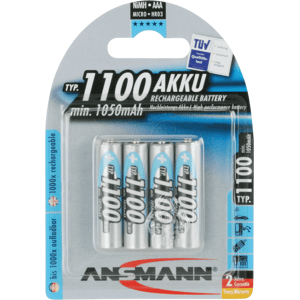 ANSMANN ANS NH 4X1100 - Pila de NiMH, AAA (Micro), 1100 mAh, paquete de 4 ANSMANN ANS NH 4X1100 - Pila de NiMH, AAA (Micro), 1100 mAh, paquete de 4