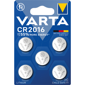 Batería de litio Varta CR2016 3V - Pack de 5 Batería de litio Varta CR2016 3V - Pack de 5