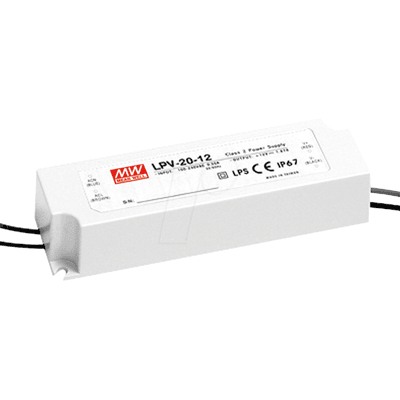 MEAN WELL MW LPV-20-12 - Transformador LED, 20 W, 12 V CC, 1670 mA MEAN WELL MW LPV-20-12 - Transformador LED, 20 W, 12 V CC, 1670 mA