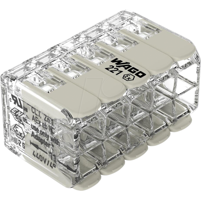WAGO 221-490 - Terminal de conexión, 4 mm², 10 hilos WAGO 221-490 - Terminal de conexión, 4 mm², 10 hilos
