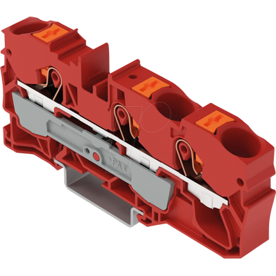 WAGO 2210-1303 - Borne de paso de 3 conductores, con pulsador de 10 mm², rojo WAGO 2210-1303 - Borne de paso de 3 conductores, con pulsador de 10 mm², rojo