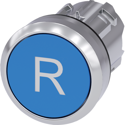 Siemens 3SU10500AB500AR0 - Botón pulsador redondo de metal azul - Contacto momentáneo Siemens 3SU10500AB500AR0 - Botón pulsador redondo de metal azul - Contacto momentáneo