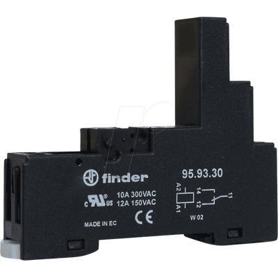 Finder 95.93.30 Base para relé - Negro - Para montaje en carril DIN Finder 95.93.30 Base para relé - Negro - Para montaje en carril DIN