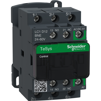 Schneider Electric LC1D12BNE - Contacto - 3 polos - 12A - 24-60V AC/DC - Contacto de potencia Schneider Electric LC1D12BNE - Contacto - 3 polos - 12A - 24-60V AC/DC - Contacto de potencia