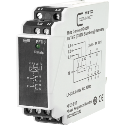 Relé de Supervisión Metz Connect - Monitoreo de Fases y Tensión - 400V - 2 Contactos Relé de Supervisión Metz Connect - Monitoreo de Fases y Tensión - 400V - 2 Contactos