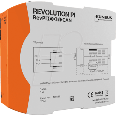 Módulo CAN RevPi Con de Kunbus - Compatibilidad CAN - Sin fuente adicional Módulo CAN RevPi Con de Kunbus - Compatibilidad CAN - Sin fuente adicional