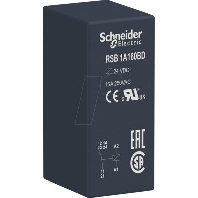 Relé de potencia Schneider Electric RSB1A160BD - SPDT 24V DC 16A Relé de potencia Schneider Electric RSB1A160BD - SPDT 24V DC 16A