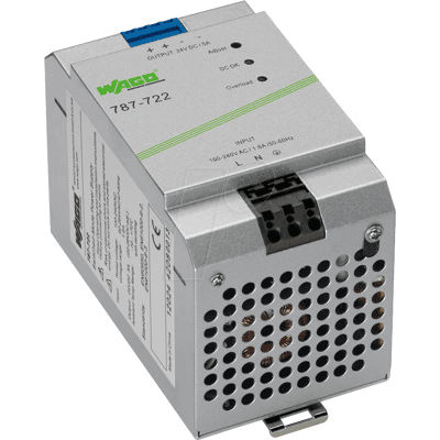 WAGO 787-722 - Fuente de alimentación de modo conmutado, riel DIN, 120 W WAGO 787-722 - Fuente de alimentación de modo conmutado, riel DIN, 120 W