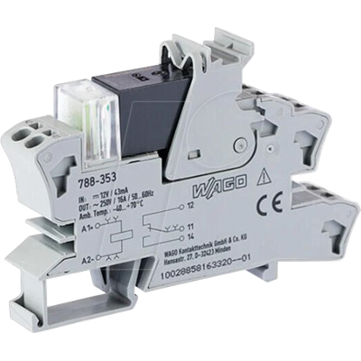 WAGO 788-353 - Módulo de Relé - 12 V CC, 16 A, Cambio de un solo polo WAGO 788-353 - Módulo de Relé - 12 V CC, 16 A, Cambio de un solo polo
