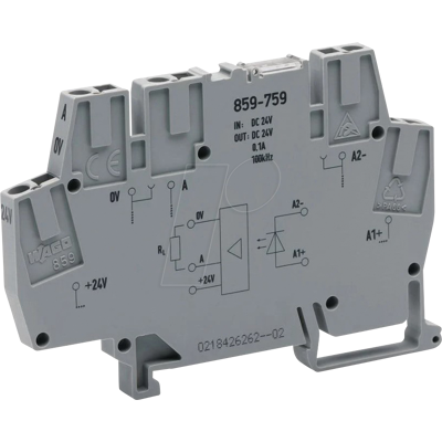 WAGO 859-759 - MÓDULO OPTOACOPLADOR, E: DC 24 V, A: DC 20 … 28,8 V WAGO 859-759 - MÓDULO OPTOACOPLADOR, E: DC 24 V, A: DC 20 … 28,8 V