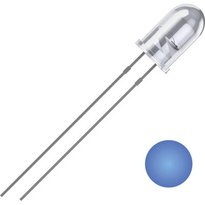 QUADRIOS QUAD 2111O180 - LED de 5 mm con cable, azul, 2500 mcd, 25°. QUADRIOS QUAD 2111O180 - LED de 5 mm con cable, azul, 2500 mcd, 25°.