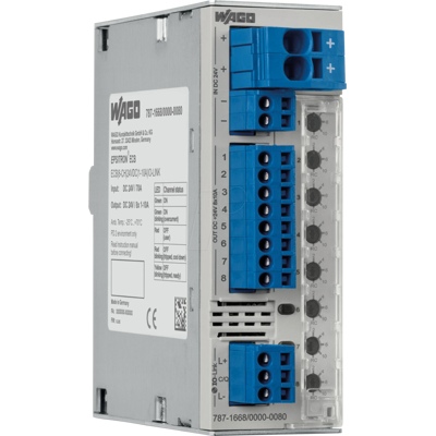 WAGO 787-1668/80 - Disyuntor electrónico, 8 canales, 24 V DC, 1 - 10 A. WAGO 787-1668/80 - Disyuntor electrónico, 8 canales, 24 V DC, 1 - 10 A.