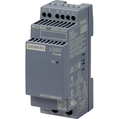 SIEMENS LOGO POWER 12V2 - Fuente de alimentación para riel DIN, 12 V/ 1,9 A. SIEMENS LOGO POWER 12V2 - Fuente de alimentación para riel DIN, 12 V/ 1,9 A.
