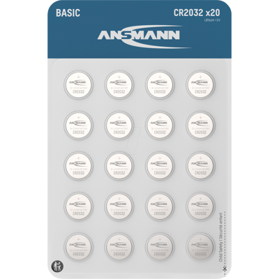 ANSMANN ANS 1516-0221 - Pila de botón de litio CR2032, Blíster de 20 ANSMANN ANS 1516-0221 - Pila de botón de litio CR2032, Blíster de 20