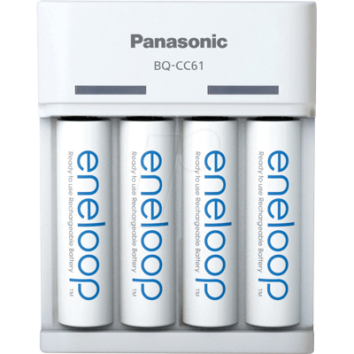 PANASONIC ENELOOP BQ-CC61C - Cargador de sobremesa, NiMH, USB-IN, incl. 4 pilas AA (Mignon), PANASONIC ENELOOP BQ-CC61C - Cargador de sobremesa, NiMH, USB-IN, incl. 4 pilas AA (Mignon),