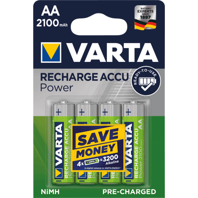 VARTA VAR R2U 4X2100 - Pila NiMH, AA (Mignon), 2100 mAh, paquete de 4 VARTA VAR R2U 4X2100 - Pila NiMH, AA (Mignon), 2100 mAh, paquete de 4