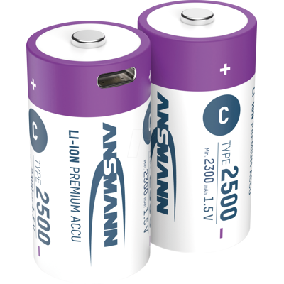 ANSMANN ANS 1313-0004 - Batería de iones de litio, C (BABY), 1,5 V, 2300 mAh, USB ANSMANN ANS 1313-0004 - Batería de iones de litio, C (BABY), 1,5 V, 2300 mAh, USB