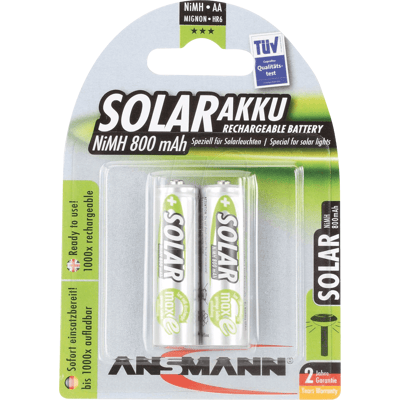 ANSMANN ANS SOLAR 2X800 - Solar, batería NiMH, AA (Mignon), 800 mAh, paquete de 2 ANSMANN ANS SOLAR 2X800 - Solar, batería NiMH, AA (Mignon), 800 mAh, paquete de 2
