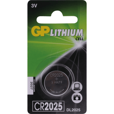 GP-BATTERIES CR 2025 GP - Pila de botón de litio, 3 V, 160 mAh, 20 x 2,5 mm GP-BATTERIES CR 2025 GP - Pila de botón de litio, 3 V, 160 mAh, 20 x 2,5 mm
