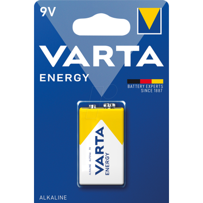 VARTA EN 9-VOLT - Pila alcalina, bloque de 9 V, paquete de 1 VARTA EN 9-VOLT - Pila alcalina, bloque de 9 V, paquete de 1