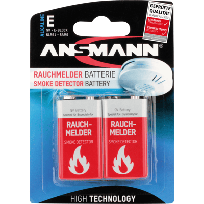 ANSMANN ANS 1515-0006 - Pila alcalina para detector de humos, bloque de 9 V, paquete de ANSMANN ANS 1515-0006 - Pila alcalina para detector de humos, bloque de 9 V, paquete de