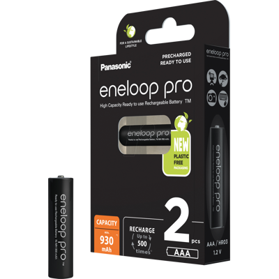 PANASONIC ENELOOP P 2XAAAB - Eneloop PRO, batería NiMH, AAA (Micro), 930 mAh, paquete PANASONIC ENELOOP P 2XAAAB - Eneloop PRO, batería NiMH, AAA (Micro), 930 mAh, paquete