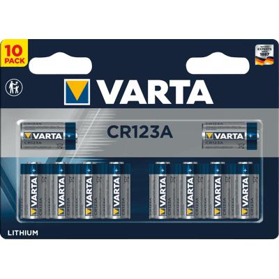 VARTA CR 123A SP - Pila de litio, CR123A, 1430 mAh, paquete de 10 VARTA CR 123A SP - Pila de litio, CR123A, 1430 mAh, paquete de 10