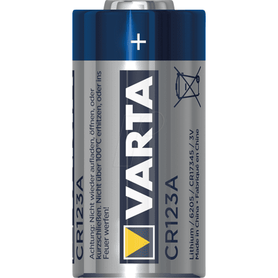 VARTA CR 123A - Pila de litio, CR123A, 1430 mAh, paquete de 1 VARTA CR 123A - Pila de litio, CR123A, 1430 mAh, paquete de 1