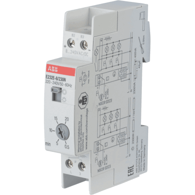 ABB E232E-8/230N - Temporizador de luz de escalera - 8 V/230 V, 0,5-20 min. ABB E232E-8/230N - Temporizador de luz de escalera - 8 V/230 V, 0,5-20 min.