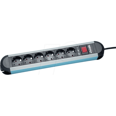 BACHMANN BACH 330.071 - Regleta, séxtuple, tipo F - CEE 7/3, negro-plata BACHMANN BACH 330.071 - Regleta, séxtuple, tipo F - CEE 7/3, negro-plata