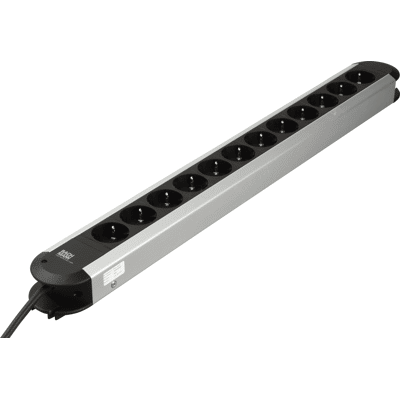 BACHMANN BACH 330.073 - Regleta de enchufes, 12 aumentos, tipo F - CEE 7/3, negro-plata BACHMANN BACH 330.073 - Regleta de enchufes, 12 aumentos, tipo F - CEE 7/3, negro-plata