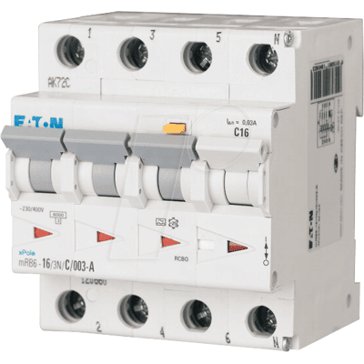 Eaton MRB6-16/3N/D/003-A - Interruptor diferencial, Tipo D, 16A Eaton MRB6-16/3N/D/003-A - Interruptor diferencial, Tipo D, 16A