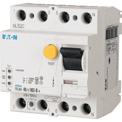 Eaton FRCDM-40/4/003-G/B+ Interruptor diferencial - 4P 40A 0.03A 240V Eaton FRCDM-40/4/003-G/B+ Interruptor diferencial - 4P 40A 0.03A 240V