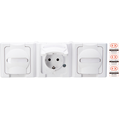 KOPP EL BE 131302006 - AZUL ELECTRIC - Enchufe con tapa abatible, 3 veces, blanco &aacu KOPP EL BE 131302006 - AZUL ELECTRIC - Enchufe con tapa abatible, 3 veces, blanco &aacu