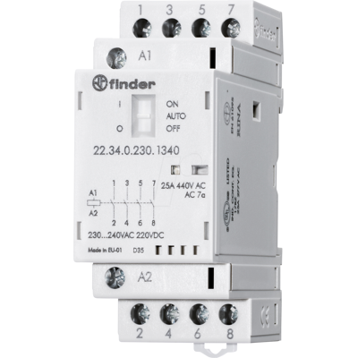 Finder Contactores - 24V/DC, 4 NO, Carril DIN Finder Contactores - 24V/DC, 4 NO, Carril DIN