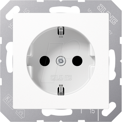 JUNG JG A1520 BF - Toma de corriente con toma de tierra, serie a, blanco alpino JUNG JG A1520 BF - Toma de corriente con toma de tierra, serie a, blanco alpino